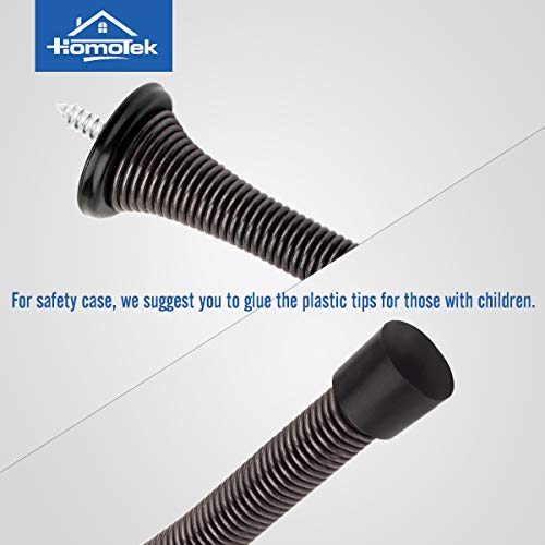 Load image into Gallery viewer, HOMOTEK 12 Pack Oil Rubbed Bronze Spring Door Stops,3-1/4” Heavy Duty Door Stop - Flexible Spring Door Stopper with Low Mounted Black Rubber Bumper Tips