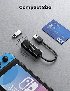 UGREEN USB Ethernet Adapter USB 3.0 to 10 100 1000 Gigabit Ethernet LAN Network Adapter Ethernet Compatible with Nintendo Switch MacBook Surface Pro Laptop PC Black