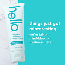 Load image into Gallery viewer, Hello Antiplaque and Whitening Fluoride Free Toothpaste, Natural Peppermint Flavor, SLS Free, Gluten Free, and Peroxide Free, 4.7 Ounce (Pack of 4)
