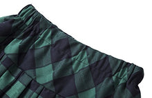 Load image into Gallery viewer, Women's Elastic Waist Plaid Pleated Skirt Tartan Skater School Uniform Mini Skirts (XX-Large, Series 5 Green)
