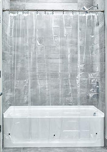 iDesign Vinyl Plastic Long Shower Curtain Liner, Mold and Mildew Resistant Plastic Shower Curtain for use Alone or With Fabric Curtain, 54" x 78" Inches, Clear