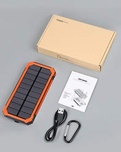 Load image into Gallery viewer, Portable Charger Power Bank 15000mAh, Elzle Solar Charger, Solar Power Bank Battery Pack, High-Speed Charging Solar Phone Charger for iPhone, Samsung and More. (Orange)
