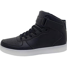 Load image into Gallery viewer, APTESOL Kids Youth LED Light Up Sneakers Unisex Boys Girls High Tops Cute Cool Flashing Shoes Halloween Xmas School Birthday Party Dancing Shoes (Black, 3 Little Kid)
