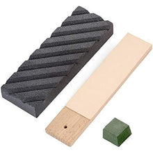 Load image into Gallery viewer, Flattening Stone - The Best Way to Re-Level Sharpening Stones or Waterstones - also known as a Whetstone Fixer, Lapping Plate, Nagura Stone, or Grinding Stone - with BONUS Leather Strop and Compound
