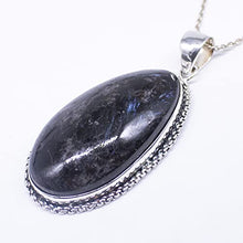 Load image into Gallery viewer, Natural Nuummite Gemstone Oval Shape Pendant, Nuummite Cabochon Pendant, 925 Sterling Silver Pendant, Silver Designer Pendant, Necklace Pendant, Gift For Mom
