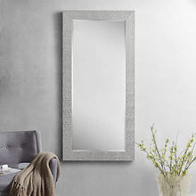 Load image into Gallery viewer, Mosaic Style Full Length Mirror Standing Hanging or Leaning Against Wall, Large Rectangle Free Standing Full Body Dressing Mirror, Wall-Mounted / Floor Mirror for Living Room - 31.5"W x 65.5"H, Silver
