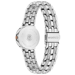 Citizen Women's Eco-Drive Dress Classic Crystal Watch in Stainless Steel, Silver Dial (Model: EW2340-58A)