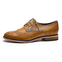 Load image into Gallery viewer, Mona flying Women's Leather Perforated Brogue Wingtip Derby Saddle Oxfords Shoes for Women ladis Girls Brown
