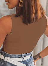 Load image into Gallery viewer, Zecilbo Womens Scoop Neck Sleeveless Tank Tops Ribbed Button Solid Color Racer Back Tops Sexy Summer Basic Tops Small

