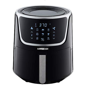GoWISE USA GW22956 7-Quart Electric Air Fryer with Dehydrator & 3 Stackable Racks, Led Digital Touchscreen with 8 Functions + Recipes, 7.0-Qt, Black/Silver