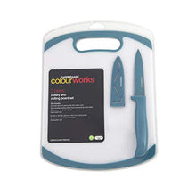 Load image into Gallery viewer, Farberware Paring Knife and Cutting Board Set, White/Blue -
