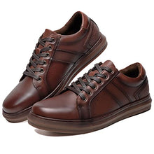 Load image into Gallery viewer, Men's Casual Oxford Sneakers Fashion Design Walking Shoes Brown Leather Daily Flats Slip On Shoe for Men Size 9
