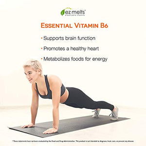 EZ Melts B6 as Pyridoxine, 50 mg, Sublingual Vitamins, Vegan, Zero Sugar, Natural Orange Flavor, 60 Fast Dissolve Tablets