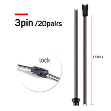 Load image into Gallery viewer, BTF-LIGHTING 20 Pairs JST SM 3 Pin Connectors for WS2812B WS2811 WS2812 SK6812 LED Strip Female Male 15cm 22awg Wire
