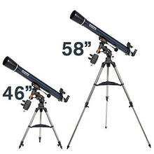Load image into Gallery viewer, Celestron - AstroMaster 90EQ Refractor Telescope - Refractor Telescope for Beginners - Fully-Coated Glass Optics - Adjustable-Height Tripod - BONUS Astronomy Software Package

