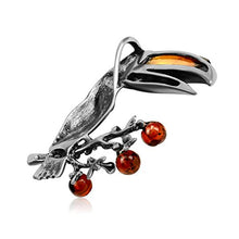 Load image into Gallery viewer, Ian and Valeri Co. Multicolor Amber Sterling Silver Tucan Bird Pendant

