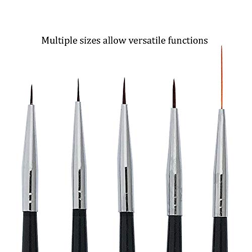 Load image into Gallery viewer, Winstonia 5 pcs Nail Art Brushes Set Liner Striping Brush for Strokes, Details Painting, Blending, Elongated Lines - FINE LINE