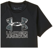 Load image into Gallery viewer, Under Armour Boys' Tech Hybrid Printed Fill Short-Sleeve T-Shirt , Black (001)/Pitch Gray , Youth X-Small
