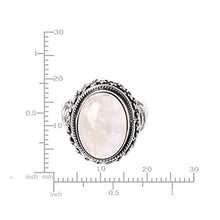 Load image into Gallery viewer, SUVANI Sterling Silver White Moonstone Double Rope &amp; Chain Edge Vintage Band Ring Size 8
