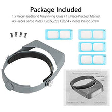 Load image into Gallery viewer, Head Mount Magnifier Headband Magnifier Professional Jeweler Loupe Hands-Free Reading Magnifier Magnifying Glasses with 4 Replaceable Lenses 1.5X,2.0X,2.5X,3.5X Magnification for Watch Repair, Crafts

