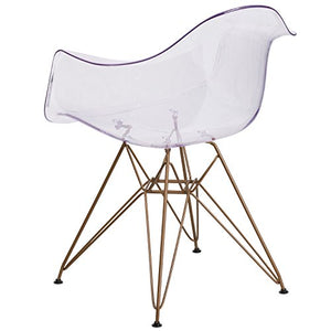 Flash Furniture Alonza Series Transparent Side Chair with Gold Base