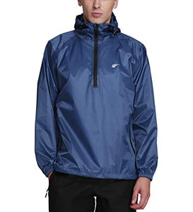 Men's Waterproof Hooded Rain Jacket Windbreaker Lightweight Packable Raincoat(Navy,XL)