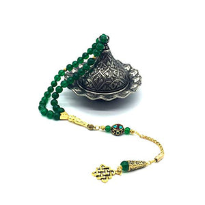 -Orient Collection-Prayer Beads-Worry Beads-Tesbih-Tasbih-Tasbeeh-Misbaha-Masbaha-Subha-Rosary (Green Jade Stone (8 mm-33 Beads))