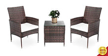 Load image into Gallery viewer, MOOSENG Outdoor Patio Furniture Sets, 3 Pieces Rattan Wicker Chairs, Garden Lawn Conversation with Cushioned and Glass Coffee Table for Lounge, Backyard Pool, Brown
