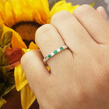 Load image into Gallery viewer, Dazzlingrock Collection 10K Round Emerald &amp; Diamond 5 Stone Ladies Anniversary Wedding Band, White Gold, Size 7
