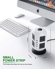 Load image into Gallery viewer, Power Strip Tower Surge Protector - 5M/16.4FT Surge Protector Power Strip with USB, Power Strip with Surge Protection with 8 AC Outlets &amp; 4 USB Ports, Overload Protection, Short Circuit Protection.
