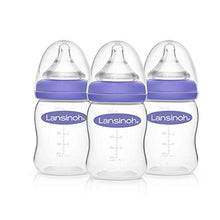Load image into Gallery viewer, Lansinoh Baby Bottles for Breastfeeding Babies, 5 Ounces, 3 Count, Includes 3 Slow Flow Nipples (Size 2S)
