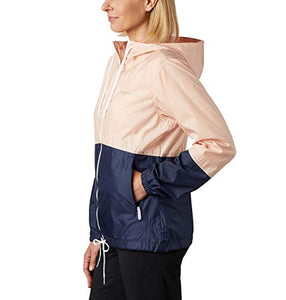 Columbia Women's Flash Forward Windbreaker, Water & Stain Resistant, Peach Cloud/Nocturnal, Large