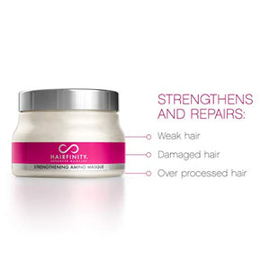 Hairfinity Hair Strengthening Amino Treatment Masque - Hydrating Hair Mask and Deep Conditioner Cream for Dry Damaged Hair with Hydrolyzed Collagen, Keratin, Vegetable Protein for Growth, 8 oz