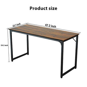 Foxemart 47 Inch Computer Desk Sturdy Office Desks 47” Modern PC Laptop Notebook Study Writing Table for Home Office Workstation, Rustic Brown