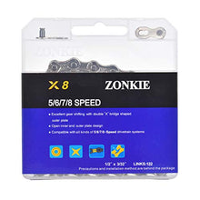 Load image into Gallery viewer, zonkie 5/6/7/8 Speed Bike Chain 1/2 x 3/32 Inch 122 Links
