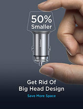 Load image into Gallery viewer, USB C Car Charger Super Mini AINOPE All Metal 36W Fast USB Car Charger PD&amp;QC 3.0 Dual Port Car Adapter Compatible with iPhone 12/12 Pro/Max/Mini/iPhone 11/Pro/Max/XR/XS/Max/8, Galaxy S21/20/10-Silver
