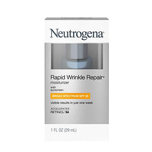 Neutrogena Rapid Wrinkle Repair Daily Retinol Anti-Wrinkle Moisturizer, Anti-Wrinkle Face & Neck Retinol Cream with Hyaluronic Acid, Retinol & Glycerin with SPF 30 Sunscreen, 1 fl. oz