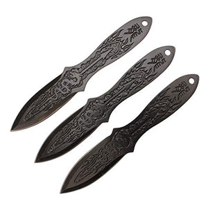 Tactical Knife Survival Knife Hunting Knife 6.5" Dragon Engraved Throwing Knives Set Fixed Blade Knife Razor Sharp Edge Camping Accessories Camping Gear Survival Kit Tactical Gear 73697 (Black)