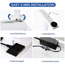 Load image into Gallery viewer, Flexispot Standing Desk Electric Quick Install Height Adjustable Desk 48 x 24 Inches Whole-Piece Desk Board (White Frame + 48&quot; White Top)
