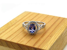 Load image into Gallery viewer, Dazzlingrock Collection 10K Oval Cut Tanzanite &amp; Round Cut Diamond Bridal Halo Engagement Ring, White Gold, Size 8
