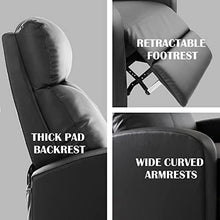 Load image into Gallery viewer, Living Room Recliner Chair, PU Leather Adjustable Single Recliner Sofa Home Theater Seating Reading Chair for Bedroom, Dark Black
