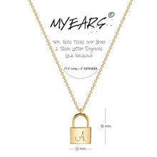Load image into Gallery viewer, MYEARS Women Lock Necklace Gold Padlock Pendant N Initial Stamped Alphabet Engraved Letter Personalized 14K Gold Filled Chain Dainty Boho Beach Simple Jewelry Gift
