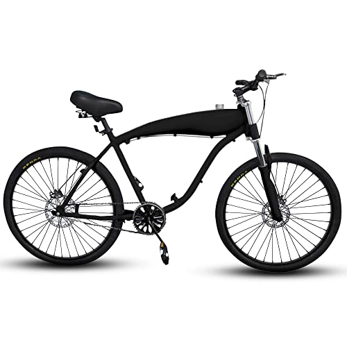 BBR Tuning Complete 26 Inch 2-Stroke Motor-Ready Bicycle w/ 2.4L in-Frame Gas Tank, 66/80cc and 48cc (Black)