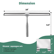 Load image into Gallery viewer, Shower Squeegee for Shower Glass Door, All-Purpose Stainless Steel Shower Squeegee with Hook for Bathroom, Mirrors, Tiles and Car Windows (Silver, 14-Inch)
