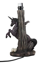 Load image into Gallery viewer, Ebros Gift Eclipse Rearing Macabre Black Unicorn Sculptural Desktop Table Lamp with Full Moon Cloudy Night Sky Printed Shade 19" Tall As Fantasy Home Decor of Unicorns Skulls Dark Magic Halloween
