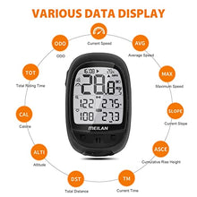 Load image into Gallery viewer, MEILAN Oval GPS Bike Computer Wireless, Bluetooth ANT+ Bicycle Odometer and Speedometer Waterproof Rechargeable Cycling Computer with 2.4 Inch LCD Backlight Display Fits All Bikes Outdoor Cycling
