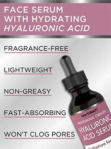 Hyaluronic Acid Serum for Face & Skin | 2 oz | Paraben & SLS Free Moisturizer | By Horbaach