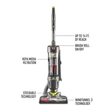 Load image into Gallery viewer, Hoover Windtunnel Air Steerable Bagless Upright Vacuum Cleaner, Lightweight, Corded, UH72400, Grey
