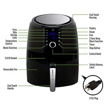 Load image into Gallery viewer, Simple Living Products XL Digital Air Fryer, 8 Custom Presets, 2 Hour Keep Warm and Memory Control Function, Airfryer Recipe Cookbook, Black High Gloss Finish with 5.8 Quart Capacity
