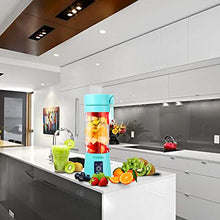 Load image into Gallery viewer, Portable Personal Blender, Household Juicer Fruit Shake Mixer -Six Blades, 380ml Baby Cooking Machine with USB Charger Cable (Cyan)
